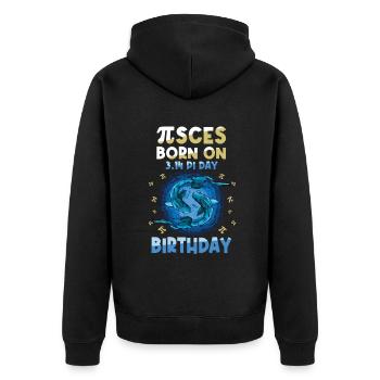 Pi Tag Fische Geboren Am 3.14 Geburtstag - Unisex Premium Bio Zip Hoodie - Schwarz - Hinten - Nico (187cm)