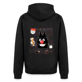 Karneval Kölner Dom mit Bier und Clownsnase - Unisex Premium Bio Zip Hoodie - Schwarz - Hinten - Nico (187cm)