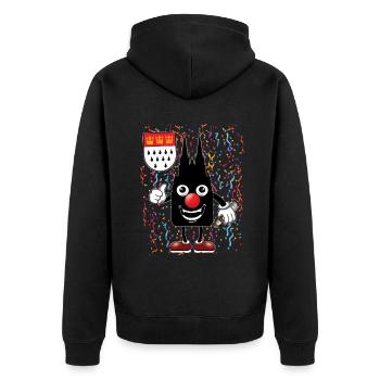 Fasching Köln Karneval Maske Konfetti Kölner Dom - Unisex Premium Bio Zip Hoodie - Schwarz - Hinten - Nico (187cm)