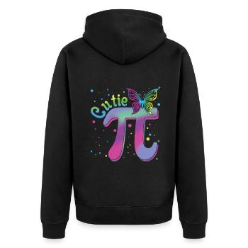 Cutie Pi Day for Math Fans with Butterfly - Unisex Premium Organic Zip Hoodie - black - Back - Nico (187cm)