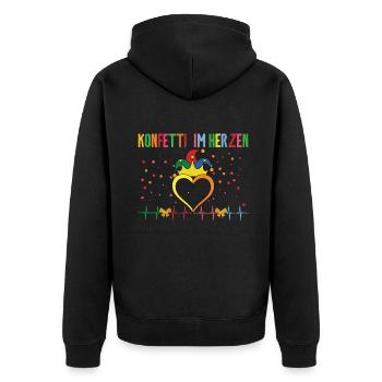 Confettis de carnaval dans le coeur coeur coloré - Veste à capuche bio Premium Unisexe - noir - Dos - Nico (187cm)