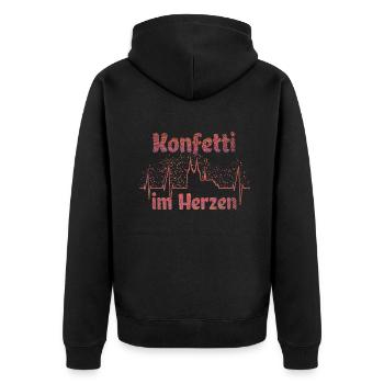 Karneval Konfetti Im Herzen - Unisex Premium Bio Zip Hoodie - Schwarz - Hinten - Nico (187cm)