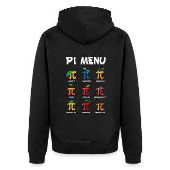Pi Menü Entdecke Lustige Pi Day Früchte - Unisex Premium Bio Zip Hoodie - Schwarz - Hinten - Nico (187cm)