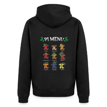 Menu Pi : idées de Pi Day fruité - Veste à capuche bio Premium Unisexe - noir - Dos - Nico (187cm)