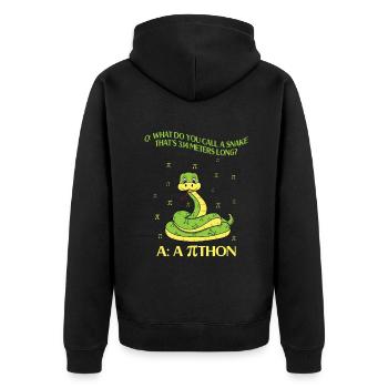 Pi-Tag Fun : Comment appelle-t-on un 3,14 mètres de long - Veste à capuche bio Premium Unisexe - noir - Dos - Nico (187cm)