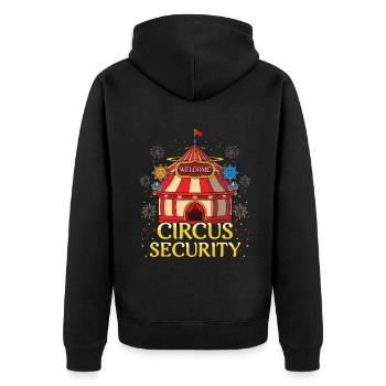 Carnival Welcome Circus Security Mask Sun - Unisex Premium Organic Zip Hoodie - black - Back - Nico (187cm)