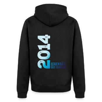 Limited Edition February 2014 Legendär Seit - Unisex Premium Bio Zip Hoodie - Schwarz - Hinten - Nico (187cm)
