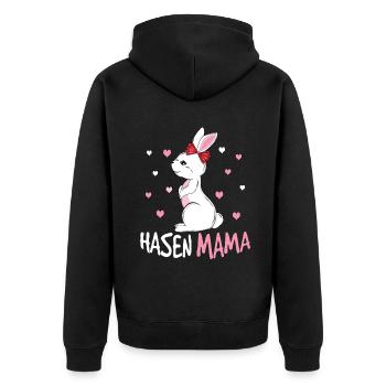 Liebevolle Hasenmama Mit Herz - Unisex Premium Bio Zip Hoodie - Schwarz - Hinten - Nico (187cm)