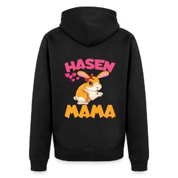Süße Hasen Mama mit Herzen - Unisex Premium Bio Zip Hoodie - Schwarz - Hinten - Nico (187cm)