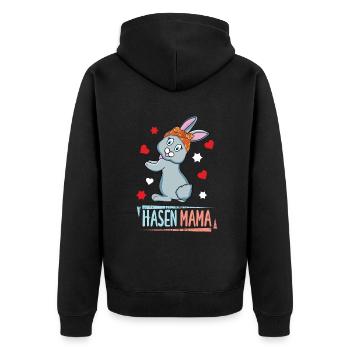 Hasen Mama Süßer Hase Illustration - Unisex Premium Bio Zip Hoodie - Schwarz - Hinten - Nico (187cm)