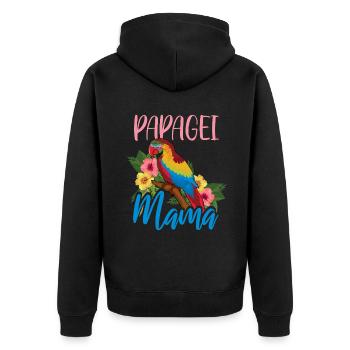 Papagei Mama Exotische Blumenpracht - Unisex Premium Bio Zip Hoodie - Schwarz - Hinten - Nico (187cm)