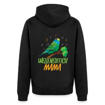 Budgie Mom Music Lover - Unisex Premium Organic Zip Hoodie - black - Back - Nico (187cm)