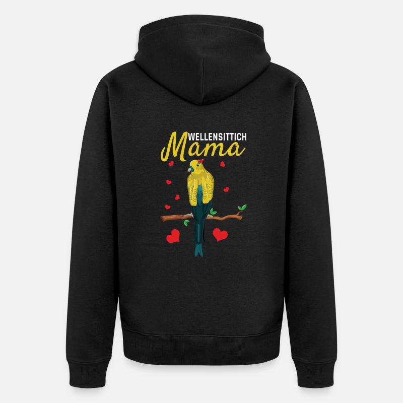 Maman perruche Pensées chaleureuses - Veste à capuche bio Premium Unisexe - noir
