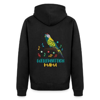 Mélodie colorée de maman perruche pour les fans d’oiseaux - Veste à capuche bio Premium Unisexe - noir - Dos - Nico (187cm)