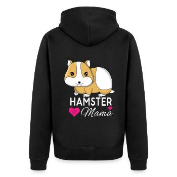 Liebevolle Hamster Mama Herzdesign - Unisex Premium Bio Zip Hoodie - Schwarz - Hinten - Nico (187cm)