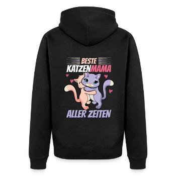 Beste Katzenmama Aller Zeiten Lustige Katzen - Unisex Premium Bio Zip Hoodie - Schwarz - Hinten - Nico (187cm)