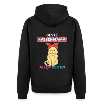 Beste Katzenmama Aller Zeiten Mit Niedlicher Katze - Unisex Premium Bio Zip Hoodie - Schwarz - Hinten - Nico (187cm)