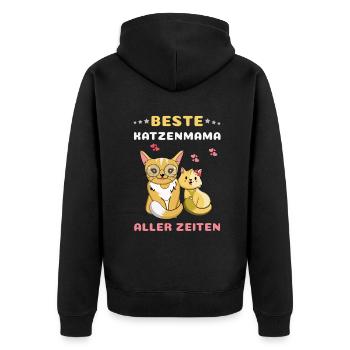 Beste Katzenmama Aller Zeiten Niedliche Katzen Mit - Unisex Premium Bio Zip Hoodie - Schwarz - Hinten - Nico (187cm)