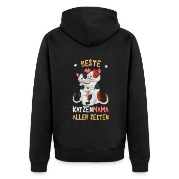 Beste Katzenmama Aller Zeiten Süße Katzen Umarmung - Unisex Premium Bio Zip Hoodie - Schwarz - Hinten - Nico (187cm)