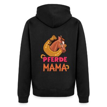 Pferde Mama Schöne Erinnerungen - Unisex Premium Bio Zip Hoodie - Schwarz - Hinten - Nico (187cm)