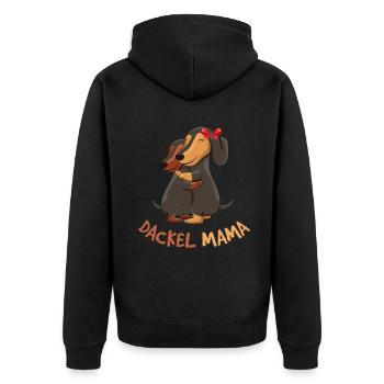 Dackel Mama Liebevoller Hund Umarmung - Unisex Premium Bio Zip Hoodie - Schwarz - Hinten - Nico (187cm)