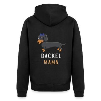 Dackel Mama mit Schleife Hundeliebhaber - Unisex Premium Bio Zip Hoodie - Schwarz - Hinten - Nico (187cm)