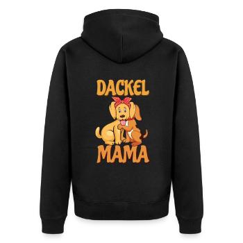 Niedliche Dackel Mama Illustration Für - Unisex Premium Bio Zip Hoodie - Schwarz - Hinten - Nico (187cm)