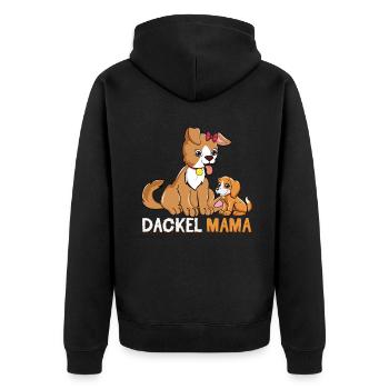 Mignon teckel maman avec illustration de chiot - Veste à capuche bio Premium Unisexe - noir - Dos - Nico (187cm)