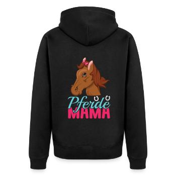 Pferde Mama Charmante Illustration Mit Pferdekopf - Unisex Premium Bio Zip Hoodie - Schwarz - Hinten - Nico (187cm)
