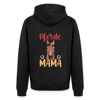 Chevaux Maman avec motif fer à cheval - Veste à capuche bio Premium Unisexe - noir - Dos - Nico (187cm)