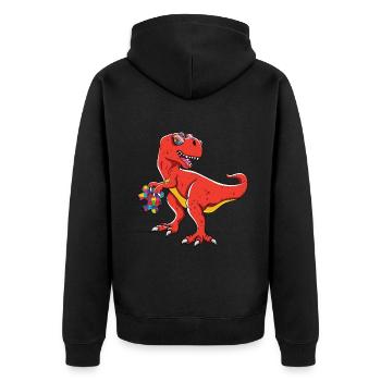 Autisme dinosaure puzzle T-Rex élégant - Veste à capuche bio Premium Unisexe - noir - Dos - Nico (187cm)