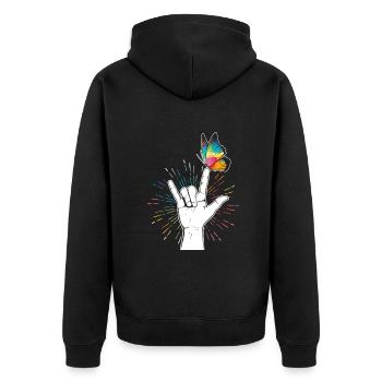 Autisme signe de la main papillon - Veste à capuche bio Premium Unisexe - noir - Dos - Nico (187cm)