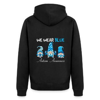 Autisme Nous Portons Conscience Gnome Bleu - Veste à capuche bio Premium Unisexe - noir - Dos - Nico (187cm)