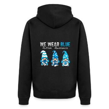 Autism Awareness We Wear Blue - Unisex Premium Organic Zip Hoodie - black - Back - Nico (187cm)