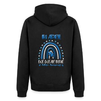 Sensibilisation à l’autisme en avril, nous portons du bleu - Veste à capuche bio Premium Unisexe - noir - Dos - Nico (187cm)