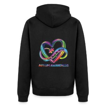 L’amour de l’autisme n’a pas besoin de mots - Veste à capuche bio Premium Unisexe - noir - Dos - Nico (187cm)