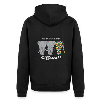 L’autisme est différent, c’est bien les éléphants - Veste à capuche bio Premium Unisexe - noir - Dos - Nico (187cm)