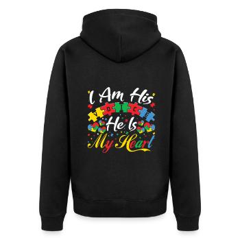 I'm his voice autism my heart - Unisex Premium Organic Zip Hoodie - black - Back - Nico (187cm)