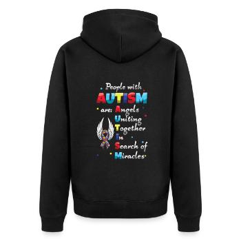 Autism angels unite in search of - Unisex Premium Organic Zip Hoodie - black - Back - Nico (187cm)