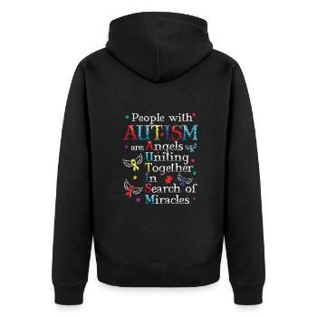 Personnes autistes : des anges unis dans la recherche - Veste à capuche bio Premium Unisexe - noir - Dos - Nico (187cm)