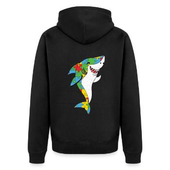 Autisme Puzzle Requin Joie Colorée - Veste à capuche bio Premium Unisexe - noir - Dos - Nico (187cm)