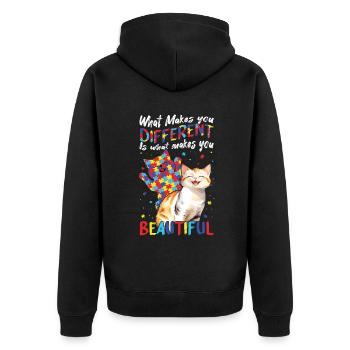 Autisme : ce qui vous rend différent - Veste à capuche bio Premium Unisexe - noir - Dos - Nico (187cm)