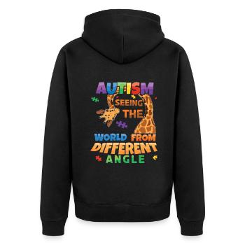 Autism See the world from a different perspective - Unisex Premium Organic Zip Hoodie - black - Back - Nico (187cm)