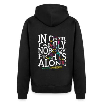 Niemand Kämpft Allein Autismus Familie - Unisex Premium Bio Zip Hoodie - Schwarz - Hinten - Nico (187cm)