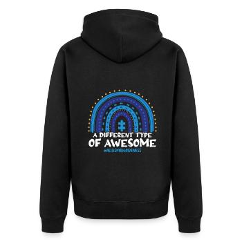 Autism A Different Type Of Great - Unisex Premium Organic Zip Hoodie - black - Back - Nico (187cm)