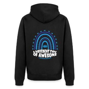 Autism - A Different Type Of Awesome - Unisex Premium Organic Zip Hoodie - black - Back - Nico (187cm)