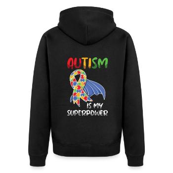 L’autisme est ma superpuissance Force - Veste à capuche bio Premium Unisexe - noir - Dos - Nico (187cm)