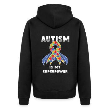 Autism is my superpower band - Unisex Premium Organic Zip Hoodie - black - Back - Nico (187cm)