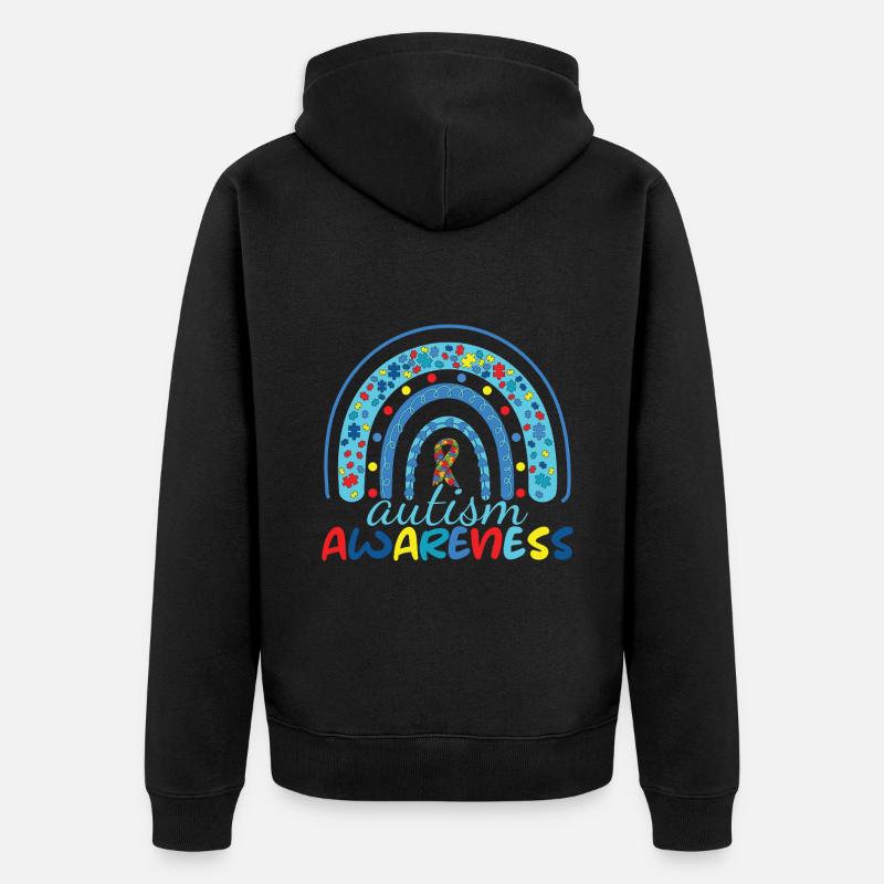 Autismus Bewusstsein Regenbogen Puzzle - Unisex Premium Bio Zip Hoodie - Schwarz