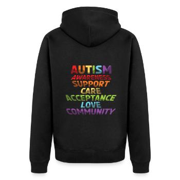 Autism Support For Love And Community - Unisex Premium Organic Zip Hoodie - black - Back - Nico (187cm)
